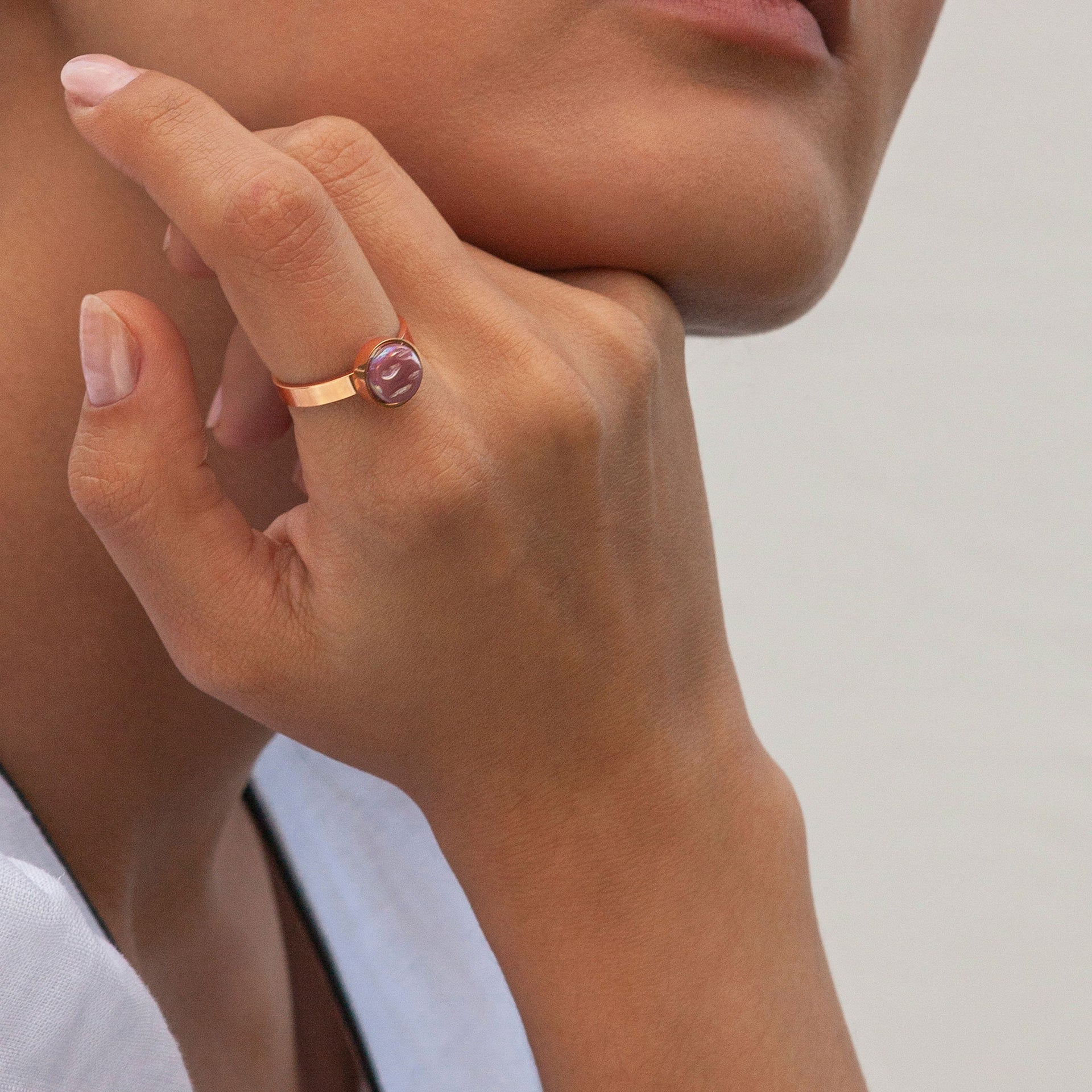Foto von Adjustable ring with stone • 8mm Foto von Adjustable ring with stone • 8mm