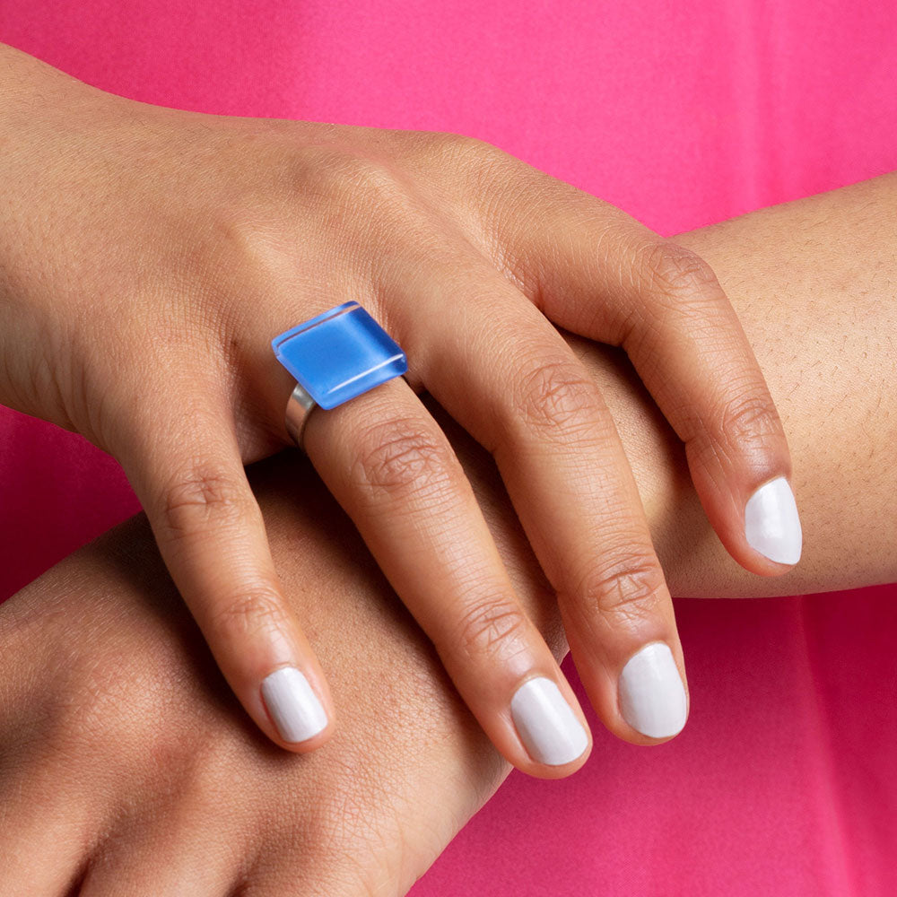 Foto von Square ring with 15mm stone • adjustable size Foto von Square ring with 15mm stone • adjustable size