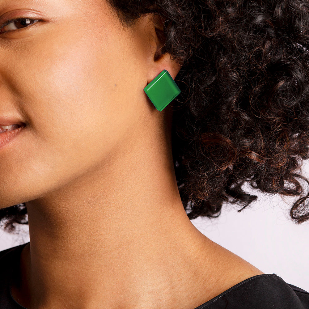 Foto von Statement Clip Ohrringe aus Glas • 20mm