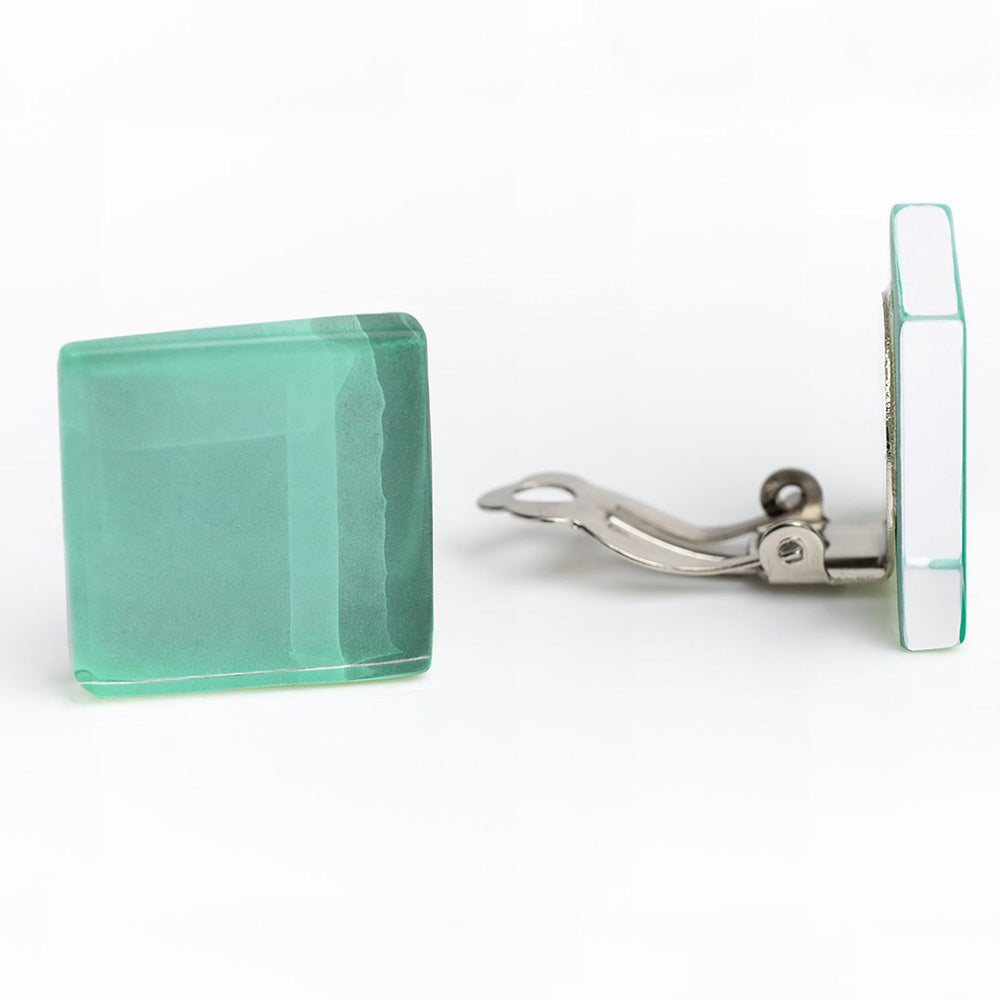 Foto von Statement Clip Ohrringe aus Glas • 20mm