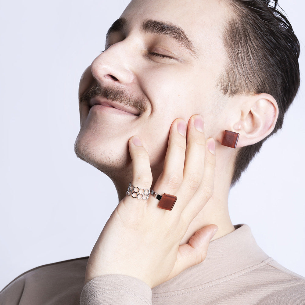 Foto von Square ring with 15mm stone • adjustable size Foto von Square ring with 15mm stone • adjustable size