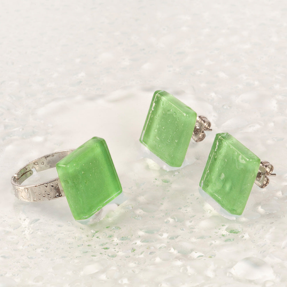 Foto von Square ring with 15mm stone • adjustable size Foto von Square ring with 15mm stone • adjustable size