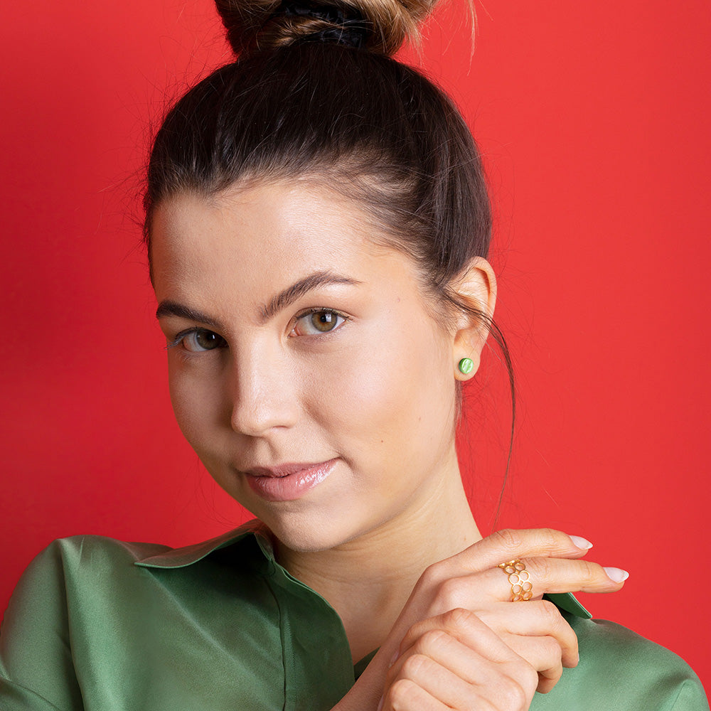 Foto von Set of 3 glass stud earrings • 8mm Foto von Set of 3 glass stud earrings • 8mm