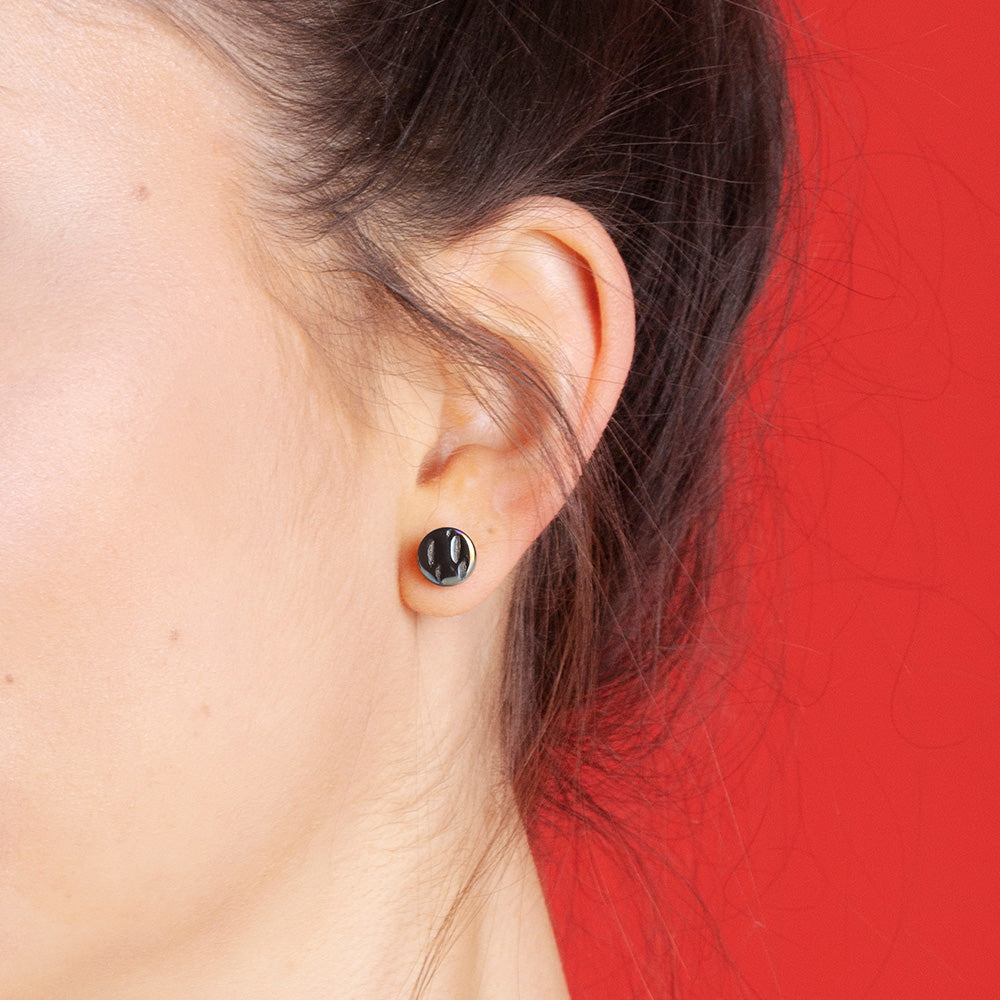 Foto von Glass stud earrings with a pearlescent finish • 8mm Foto von Glass stud earrings with a pearlescent finish • 8mm