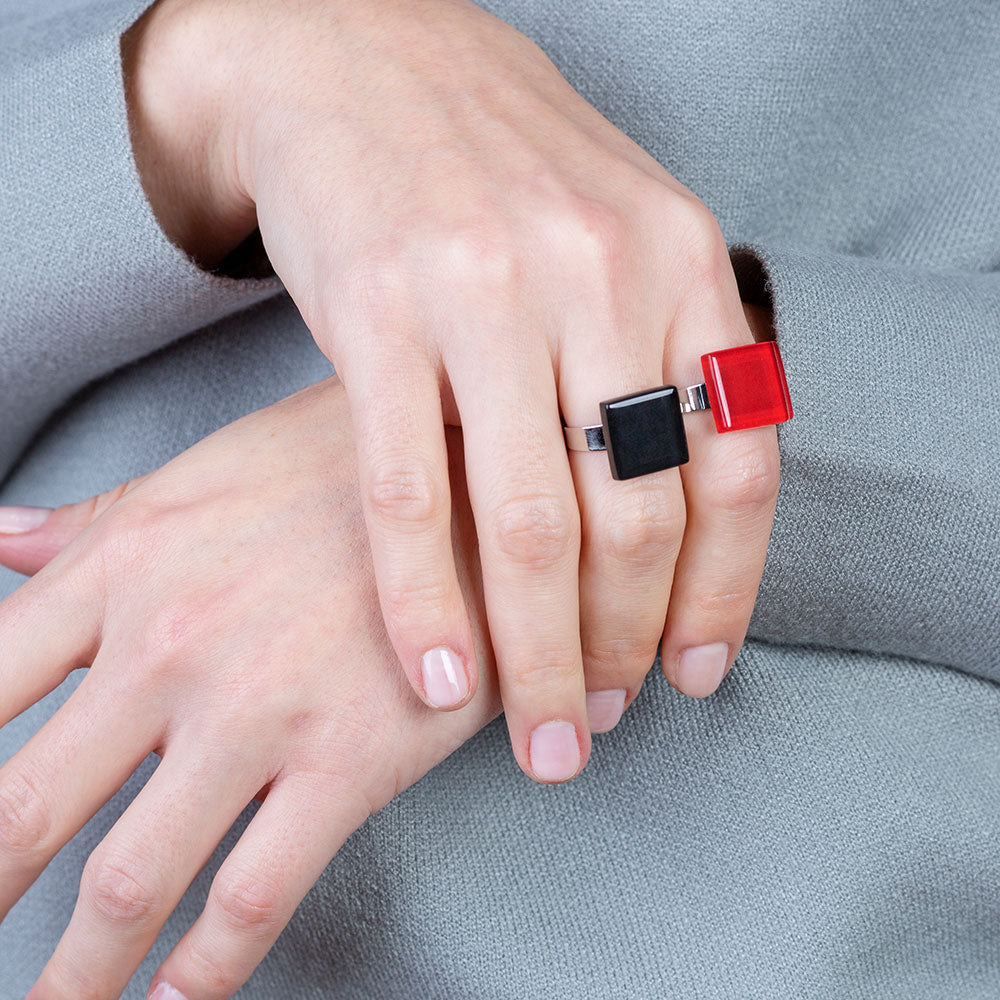 Foto von Square ring with 15mm stone • adjustable size Foto von Square ring with 15mm stone • adjustable size