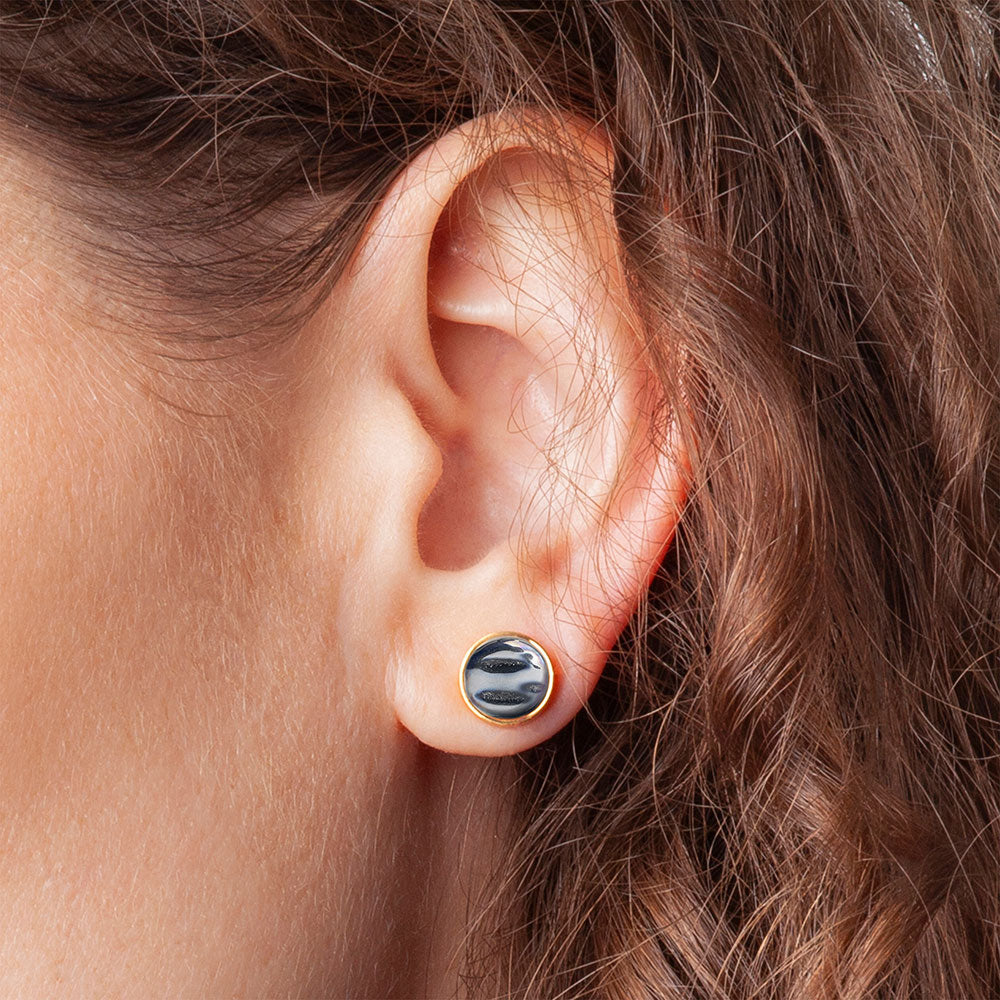 Foto von Stainless steel stud earrings with stone • Mother-of-pearl look • 8mm Foto von Stainless steel stud earrings with stone • Mother-of-pearl look • 8mm