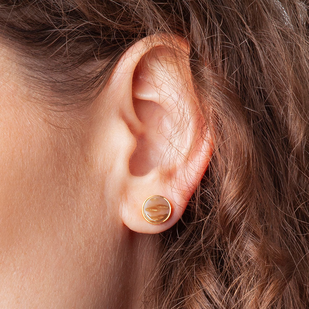 Foto von Stainless steel stud earrings with stone • Mother-of-pearl look • 8mm Foto von Stainless steel stud earrings with stone • Mother-of-pearl look • 8mm