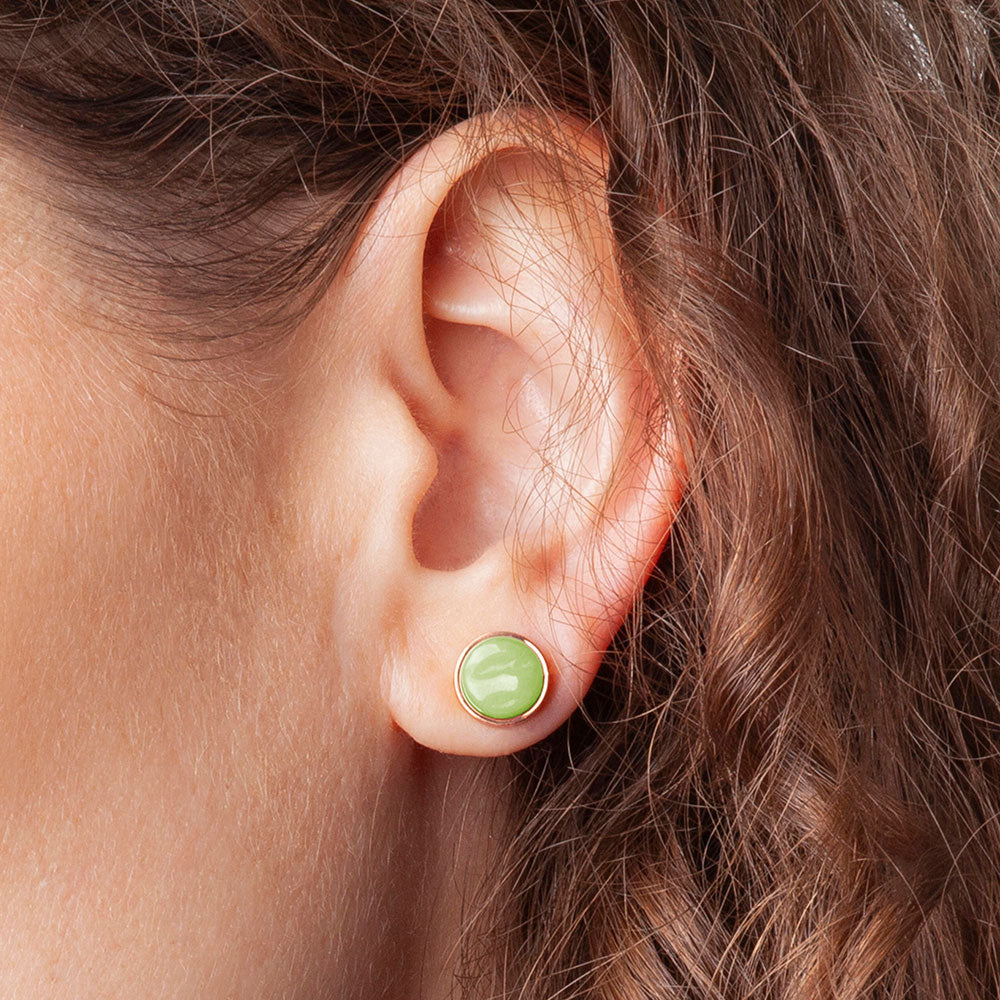 Foto von Stainless steel stud earrings with stone • Mother-of-pearl look • 8mm Foto von Stainless steel stud earrings with stone • Mother-of-pearl look • 8mm