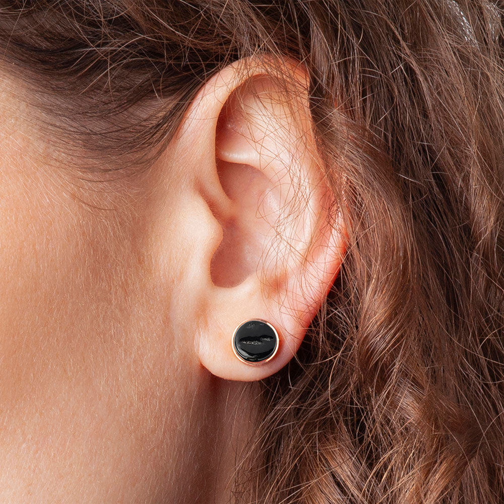 Foto von Stainless steel stud earrings with stone • Mother-of-pearl look • 8mm Foto von Stainless steel stud earrings with stone • Mother-of-pearl look • 8mm