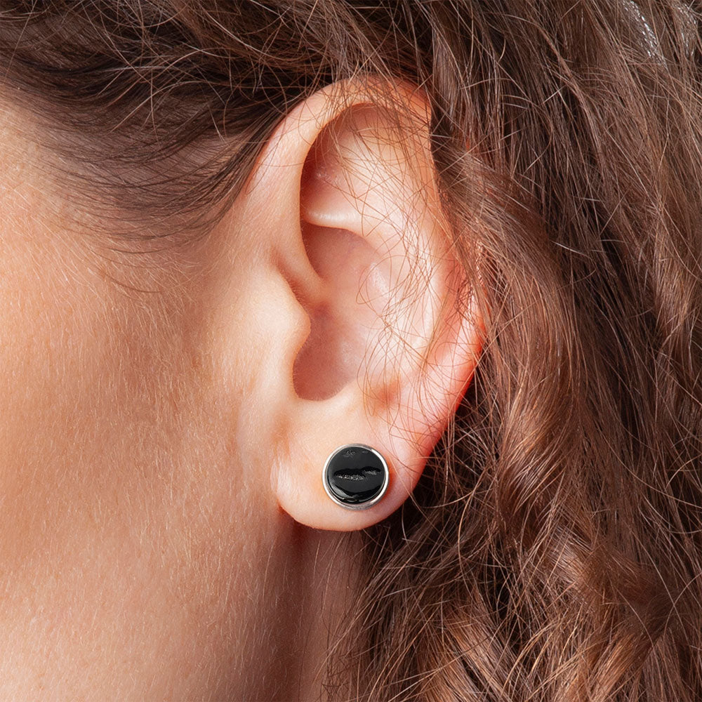 Foto von Stainless steel stud earrings with stone • Mother-of-pearl look • 8mm Foto von Stainless steel stud earrings with stone • Mother-of-pearl look • 8mm