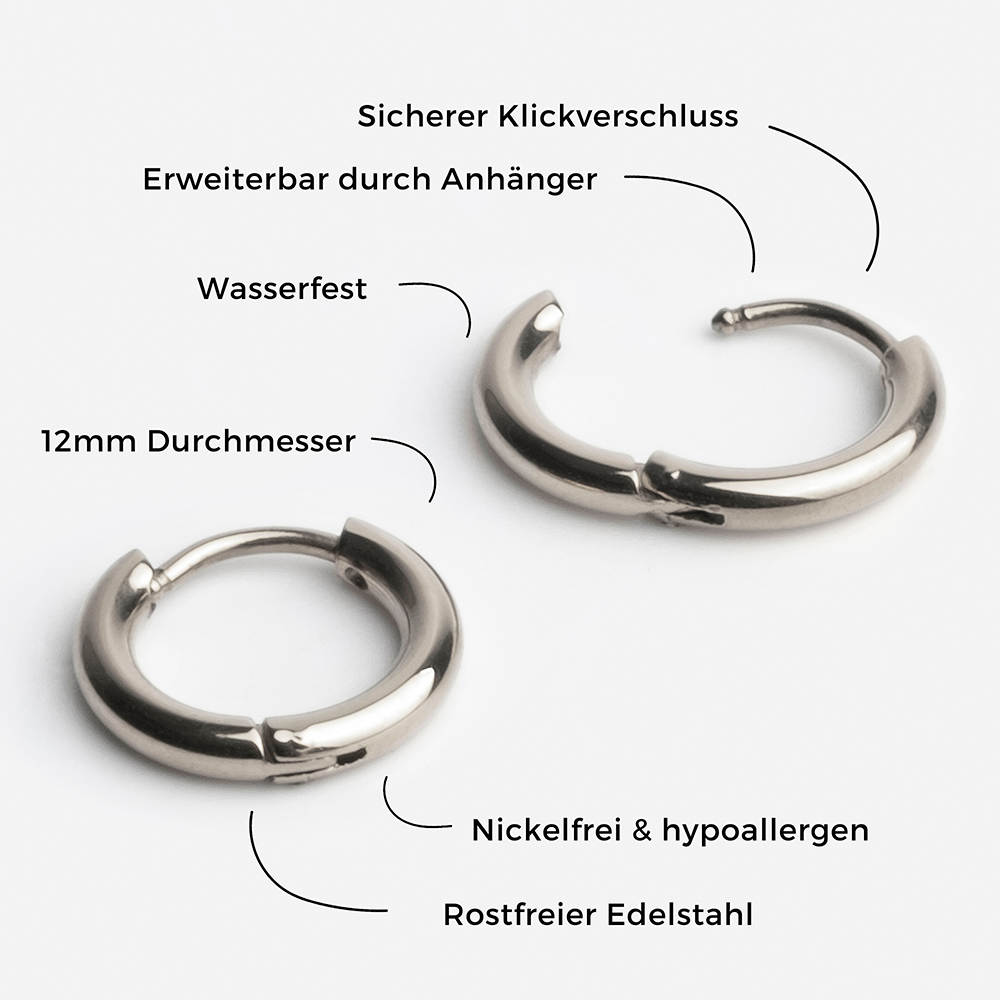 Foto von Edelstahl Creolen Basic • Wasserfeste Ohrringe Foto von Edelstahl Creolen Basic • Wasserfeste Ohrringe