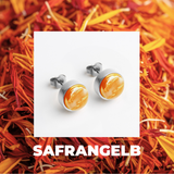 Foto von Stainless steel stud earrings with stone • Mother-of-pearl look • 8mm