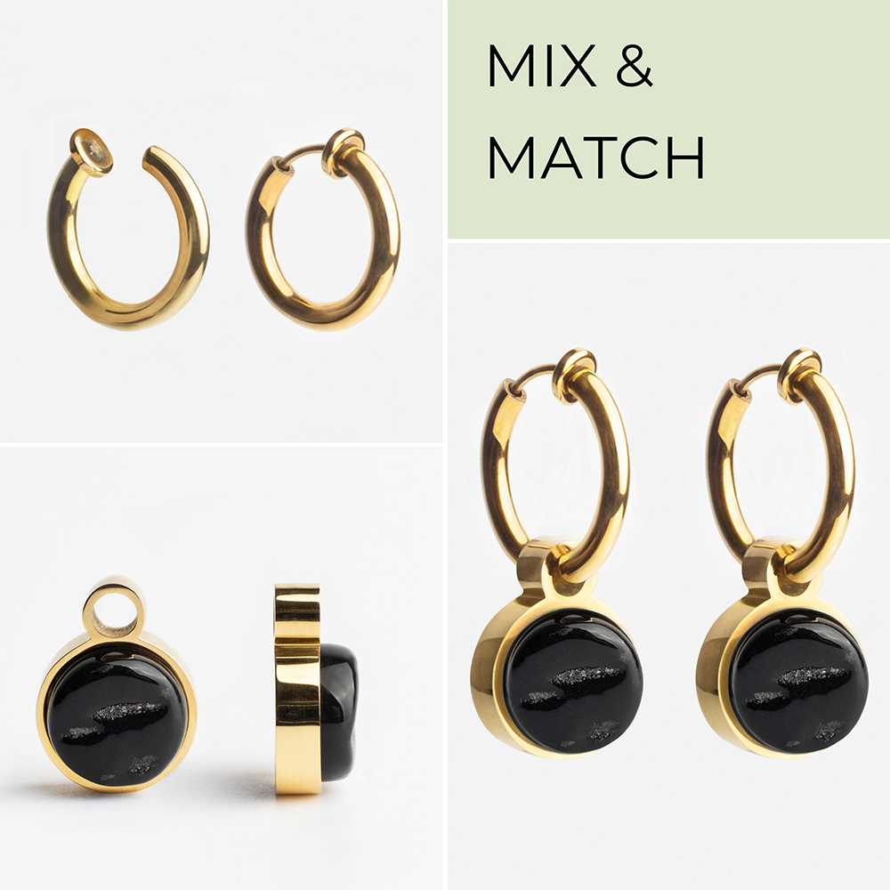 Foto von Hoop clip earrings with pendants • Mix & Match ear clips • 14mm