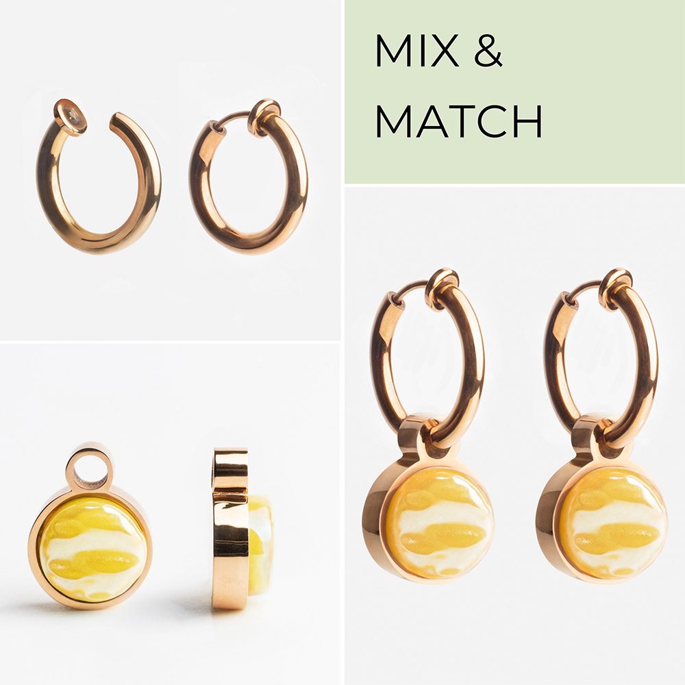 Foto von Hoop clip earrings with pendants • Mix & Match ear clips • 14mm