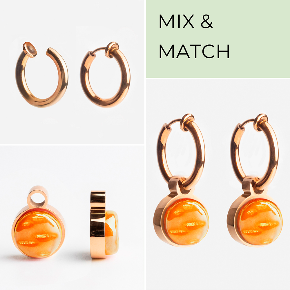 Foto von Hoop clip earrings with pendants • Mix & Match ear clips • 14mm