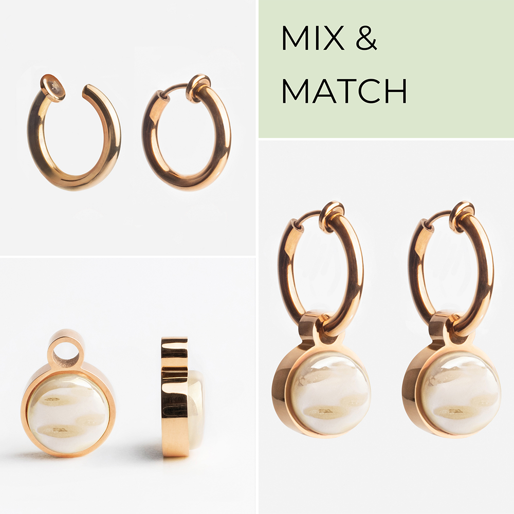 Foto von Hoop clip earrings with pendants • Mix & Match ear clips • 14mm