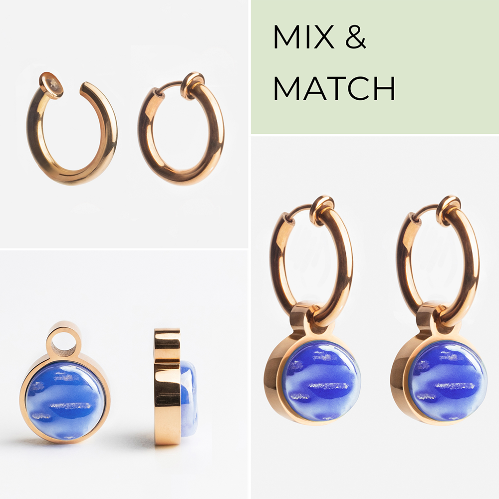 Foto von Hoop clip earrings with pendants • Mix & Match ear clips • 14mm