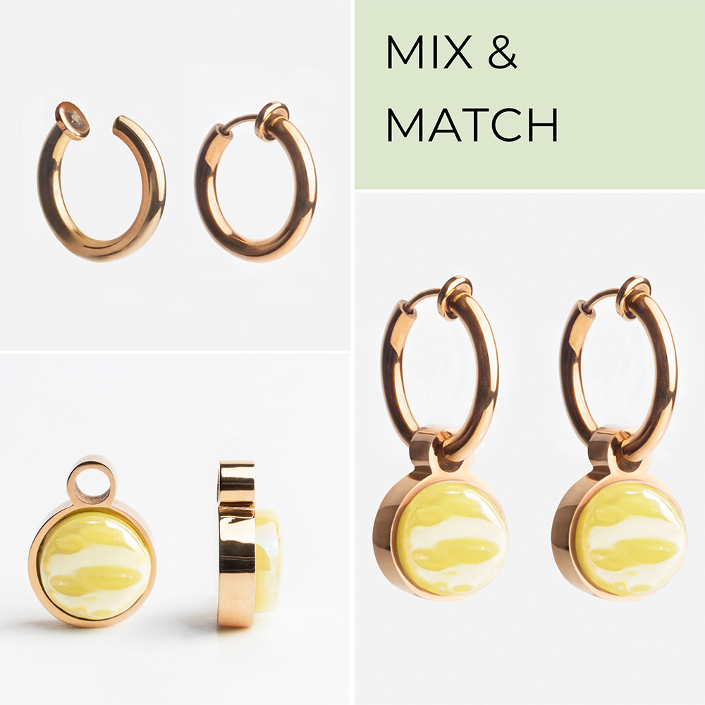 Foto von Hoop clip earrings with pendants • Mix & Match ear clips • 14mm