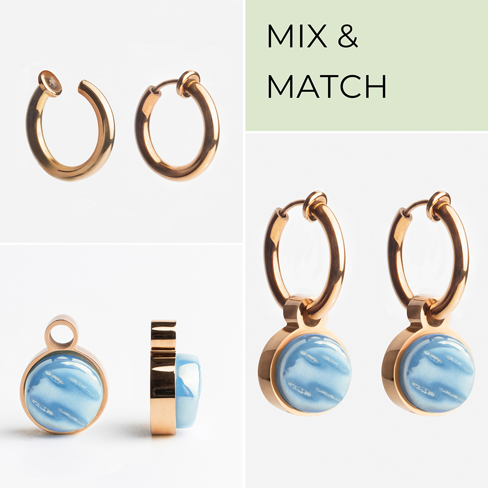 Foto von Hoop clip earrings with pendants • Mix & Match ear clips • 14mm