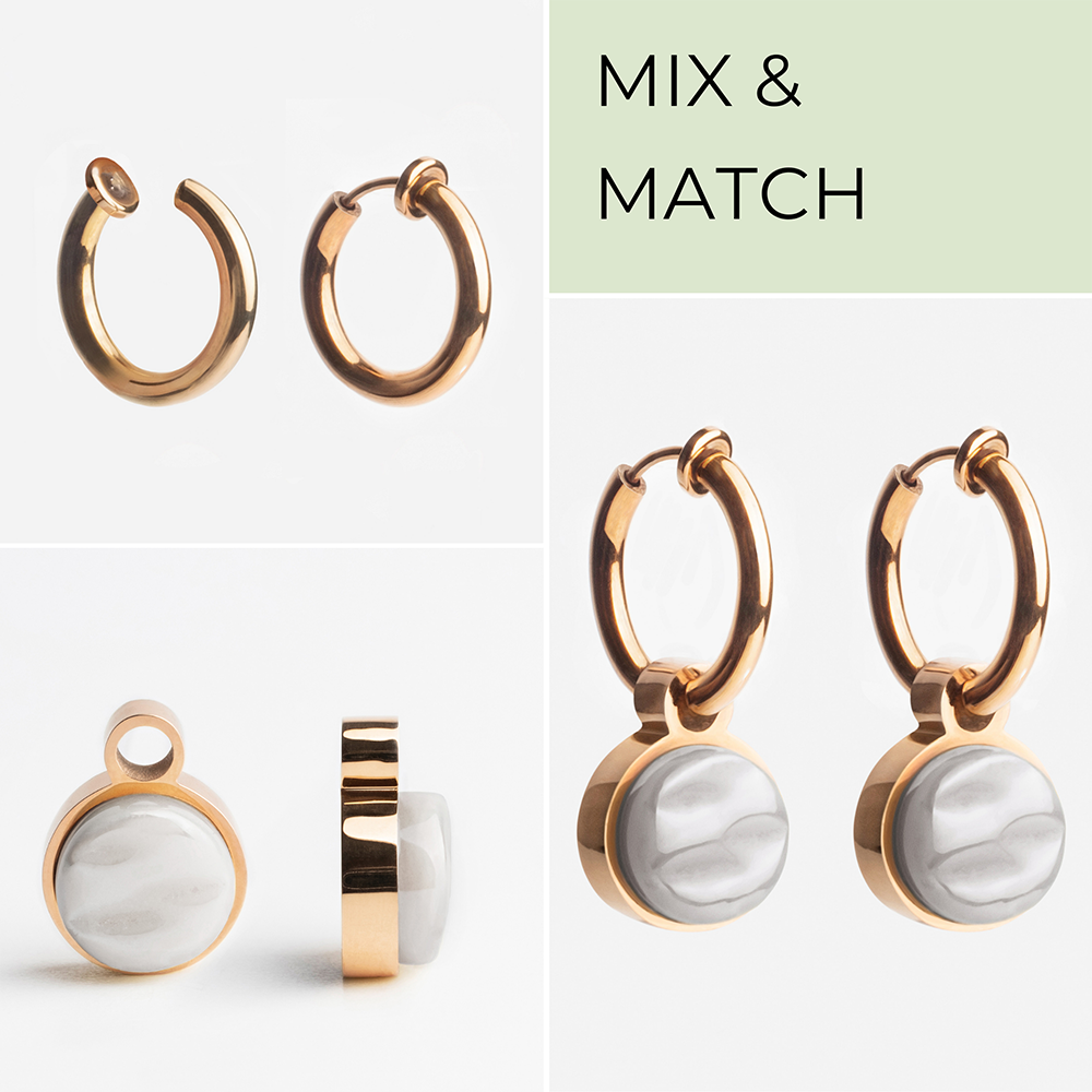 Foto von Hoop clip earrings with pendants • Mix & Match ear clips • 14mm