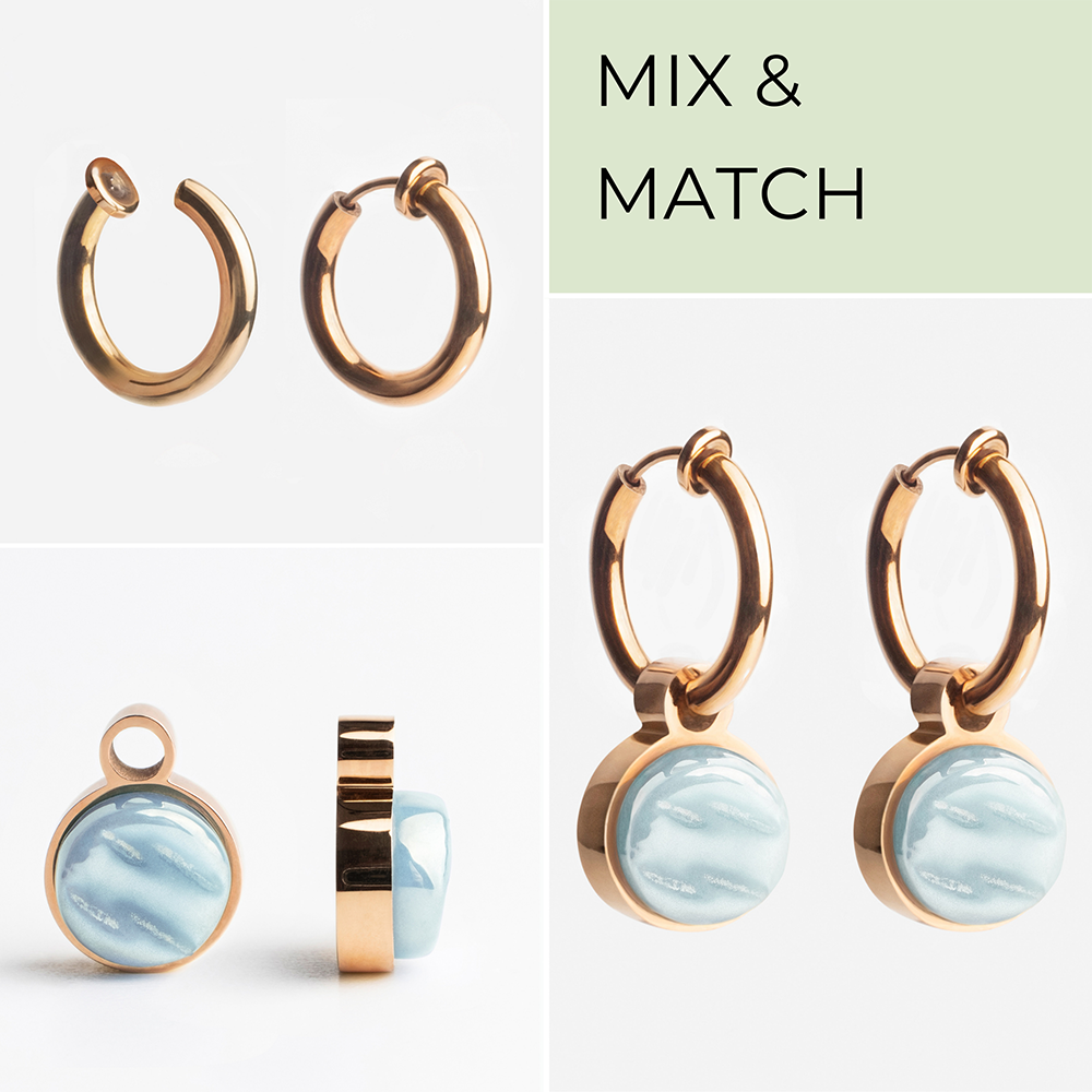 Foto von Hoop clip earrings with pendants • Mix & Match ear clips • 14mm