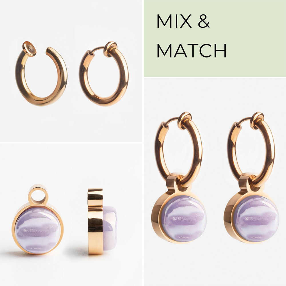 Foto von Hoop clip earrings with pendants • Mix & Match ear clips • 14mm