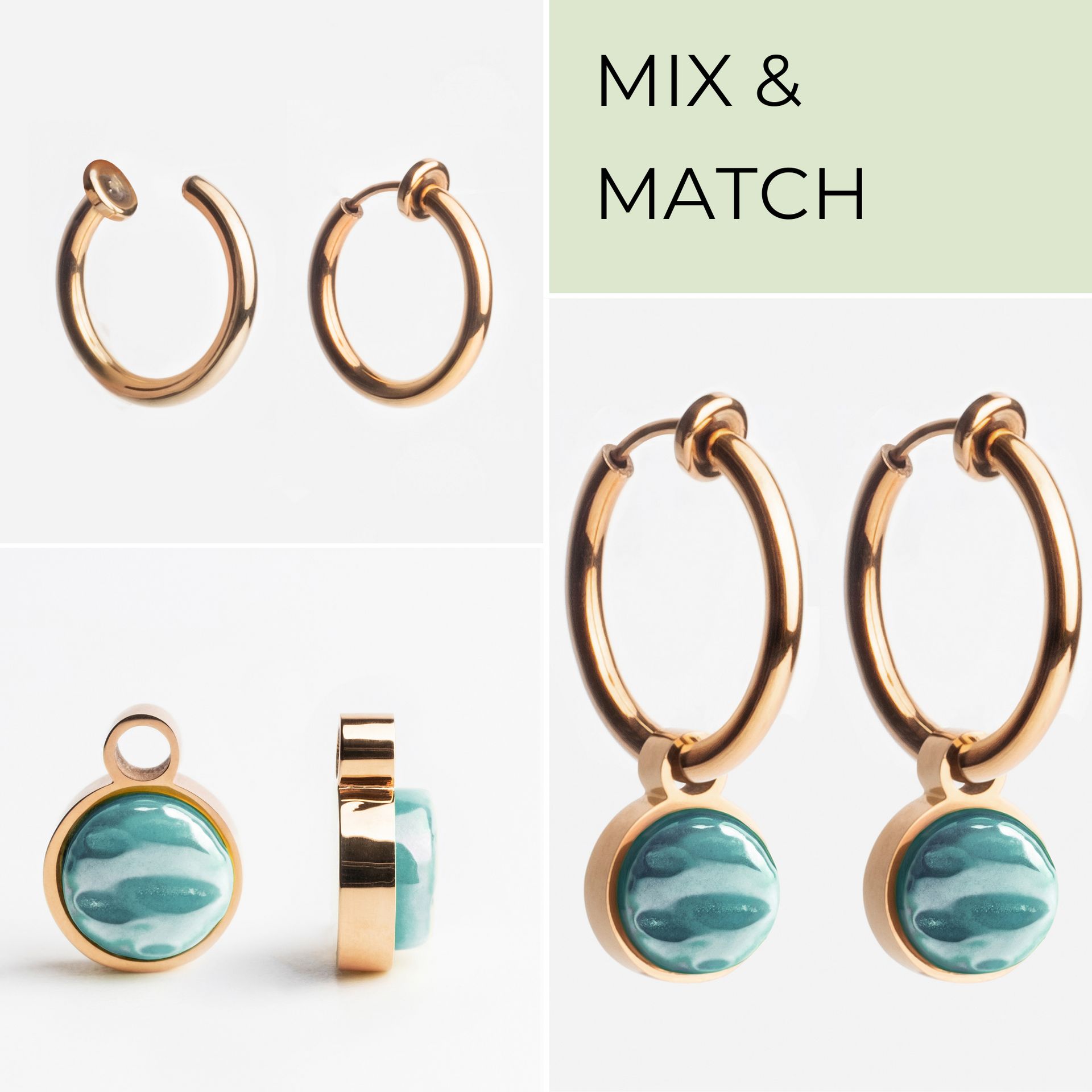 Foto von Hoop clip earrings with pendants • Mix & Match ear clips • 18mm