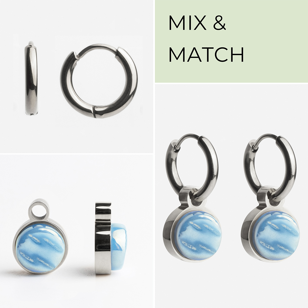 Foto von Creolen mit Anhänger  • Mix & Match Ohrringe • 12mm Foto von Creolen mit Anhänger  • Mix & Match Ohrringe • 12mm