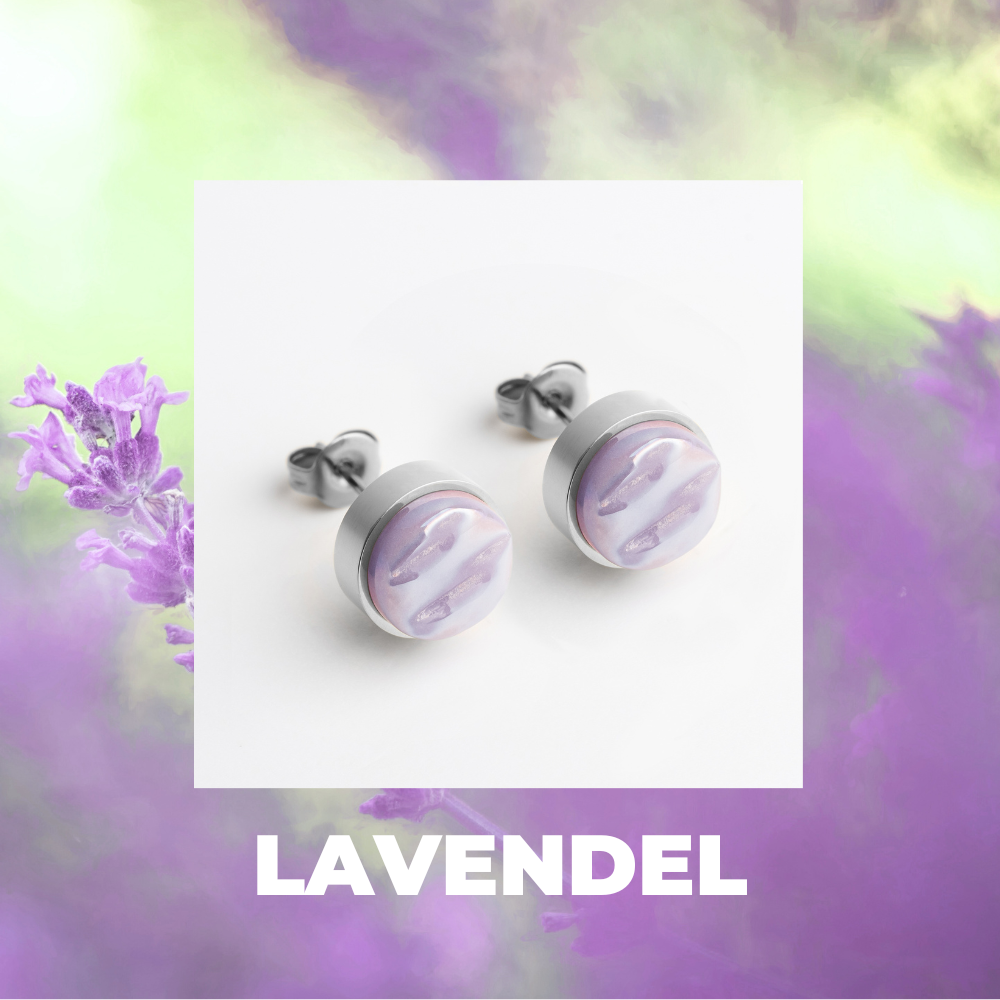 Foto von Stainless steel stud earrings with stone • Mother-of-pearl look • 8mm