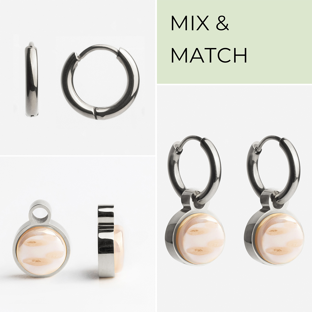 Foto von Creolen mit Anhänger  • Mix & Match Ohrringe • 12mm Foto von Creolen mit Anhänger  • Mix & Match Ohrringe • 12mm
