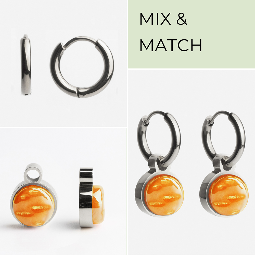 Foto von Creolen mit Anhänger  • Mix & Match Ohrringe • 12mm Foto von Creolen mit Anhänger  • Mix & Match Ohrringe • 12mm