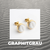 Foto von Stainless steel stud earrings with stone • Mother-of-pearl look • 8mm