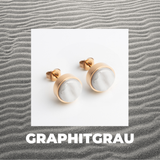 Foto von Stainless steel stud earrings with stone • Mother-of-pearl look • 8mm