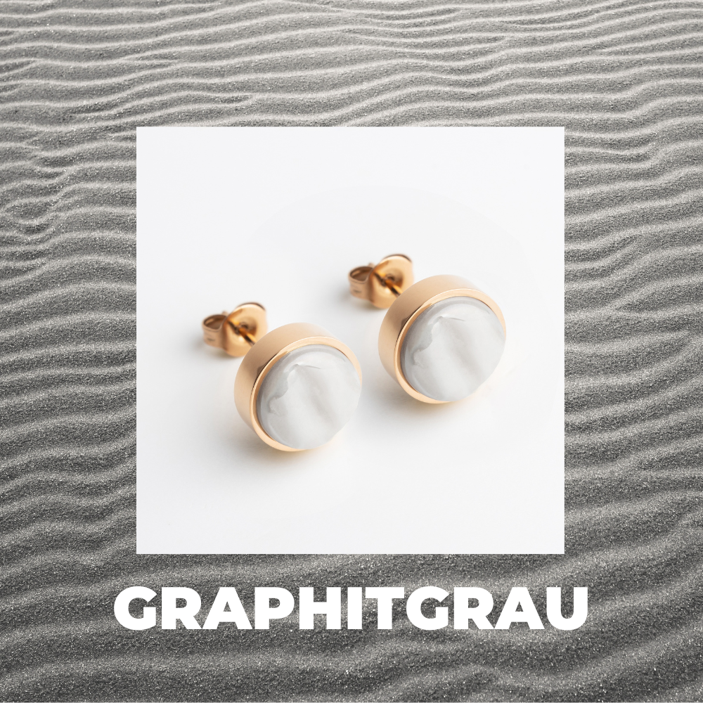 Foto von Stainless steel stud earrings with stone • Mother-of-pearl look • 8mm