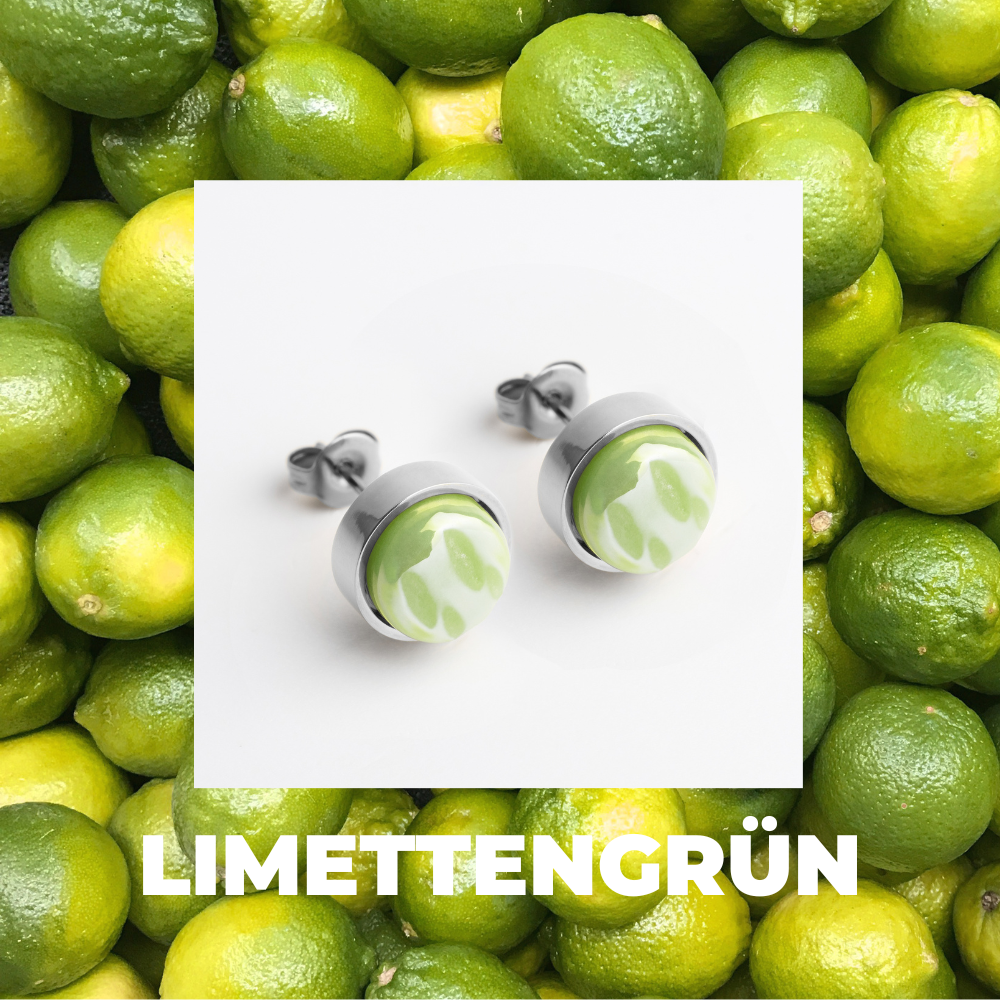 Foto von Stainless steel stud earrings with stone • Mother-of-pearl look • 8mm