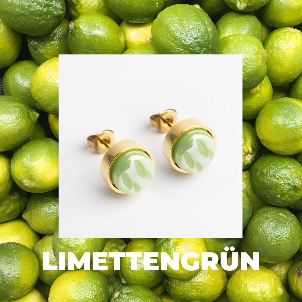 Foto von Stainless steel stud earrings with stone • Mother-of-pearl look • 8mm