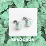 Foto von Stainless steel stud earrings with stone • Mother-of-pearl look • 8mm