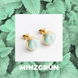 Foto von Stainless steel stud earrings with stone • Mother-of-pearl look • 8mm