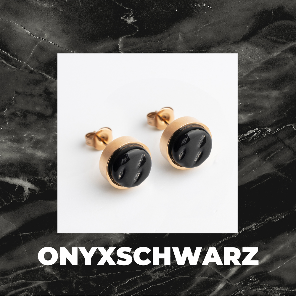 Foto von Stainless steel stud earrings with stone • Mother-of-pearl look • 8mm