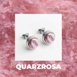 Foto von Stainless steel stud earrings with stone • Mother-of-pearl look • 8mm