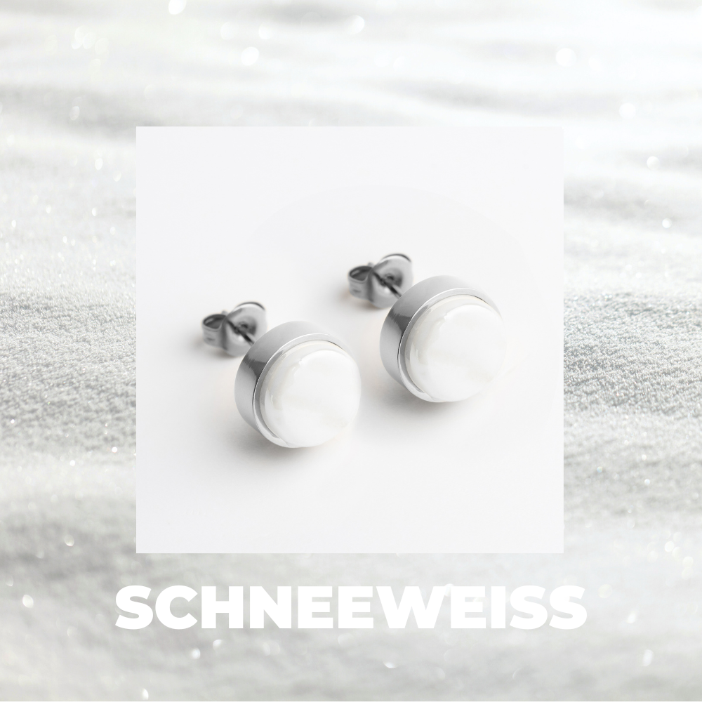 Foto von Stainless steel stud earrings with stone • Mother-of-pearl look • 8mm