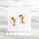 Foto von Stainless steel stud earrings with stone • Mother-of-pearl look • 8mm