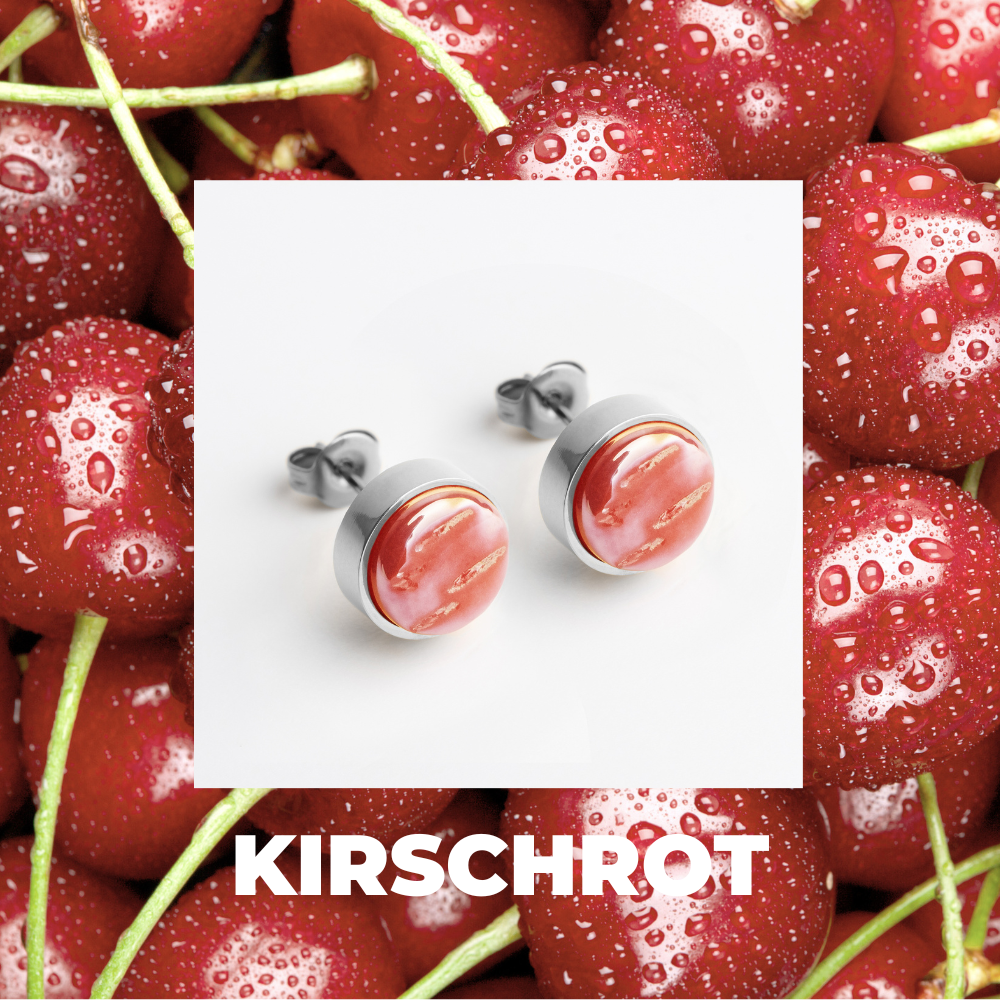 Foto von Stainless steel stud earrings with stone • Mother-of-pearl look • 8mm