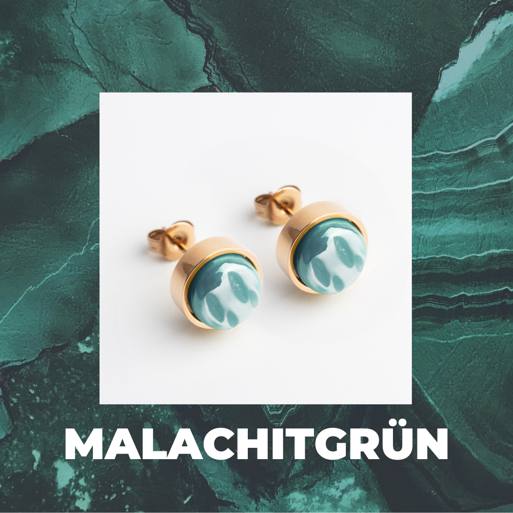 Foto von Stainless steel stud earrings with stone • Mother-of-pearl look • 8mm