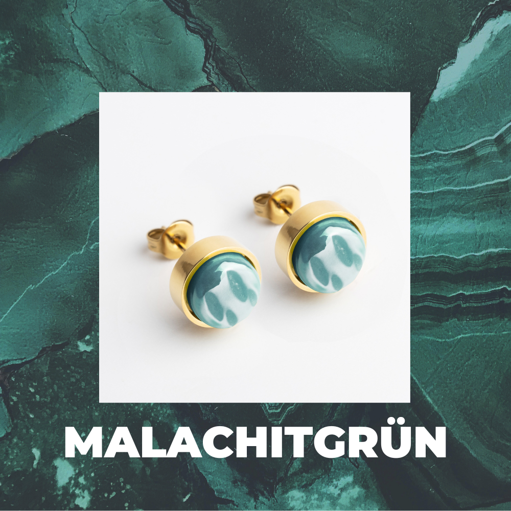 Foto von Stainless steel stud earrings with stone • Mother-of-pearl look • 8mm