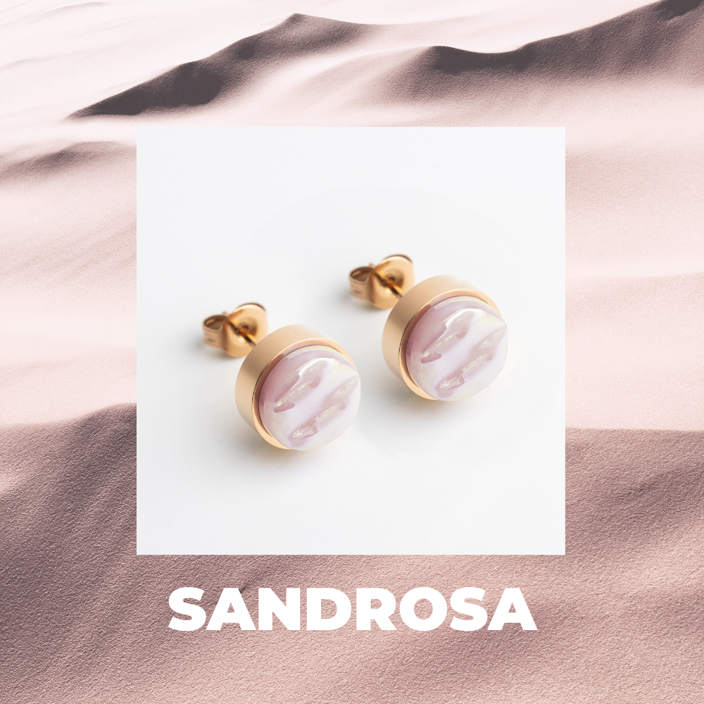 Foto von Stainless steel stud earrings with stone • Mother-of-pearl look • 8mm