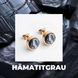 Foto von Stainless steel stud earrings with stone • Mother-of-pearl look • 8mm