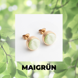 Foto von Stainless steel stud earrings with stone • Mother-of-pearl look • 8mm