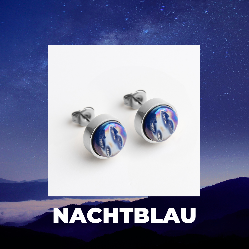 Foto von Stainless steel stud earrings with stone • Mother-of-pearl look • 8mm