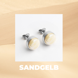 Foto von Stainless steel stud earrings with stone • Mother-of-pearl look • 8mm